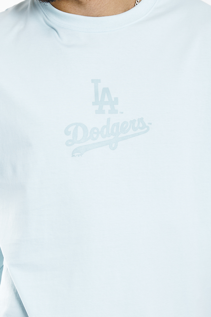 LA Dodgers MLB Stacked Logo White Oversized T-Shirt