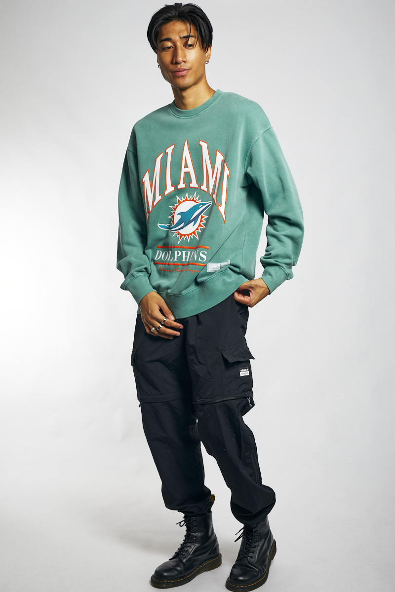 Miami Dolphins Vintage NFL Arch Crewneck Sweat in Teal