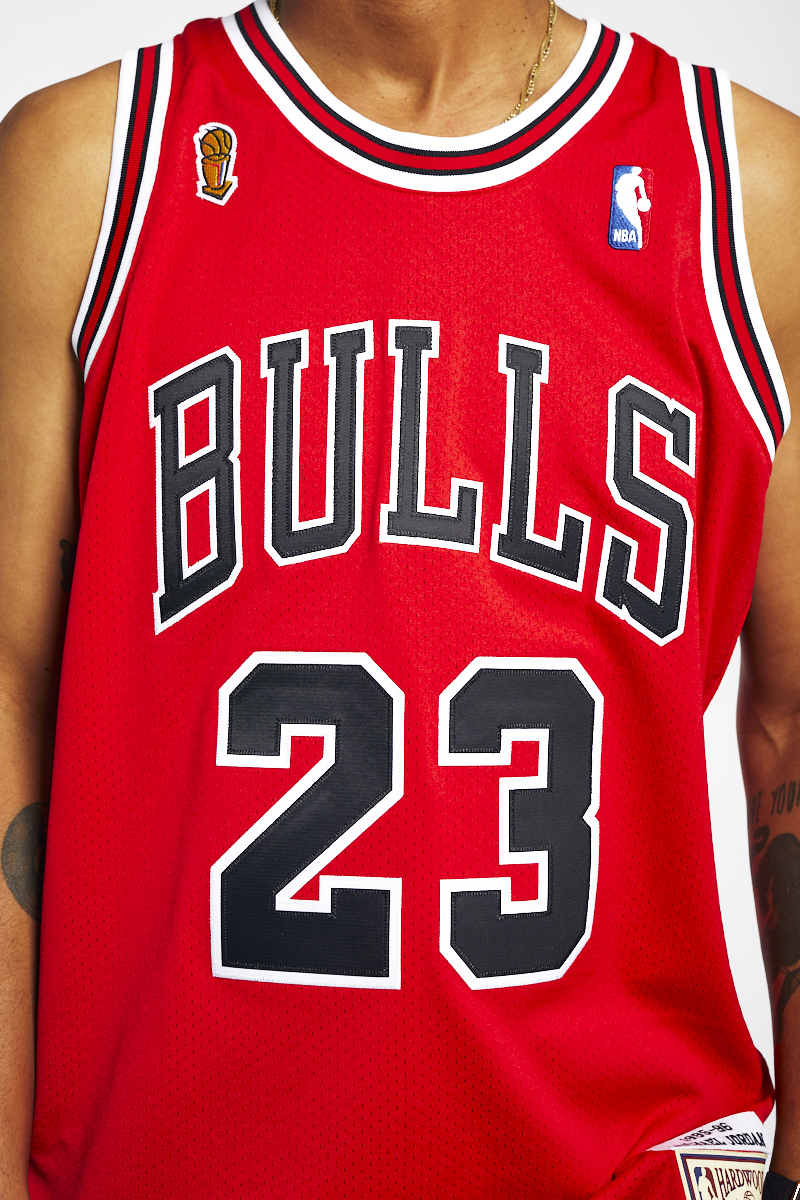 Chicago Bulls: Michael Jordan 1995/96 Red Champion Jersey (L) – National  Vintage League Ltd.