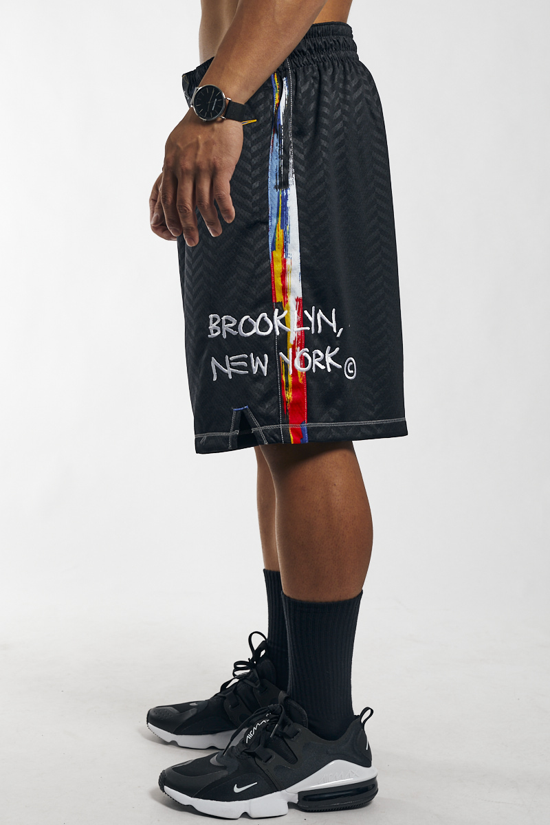 2021 Brooklyn Nets Basketball Shorts Pants Stitched City Edition Schwarz Neu 
