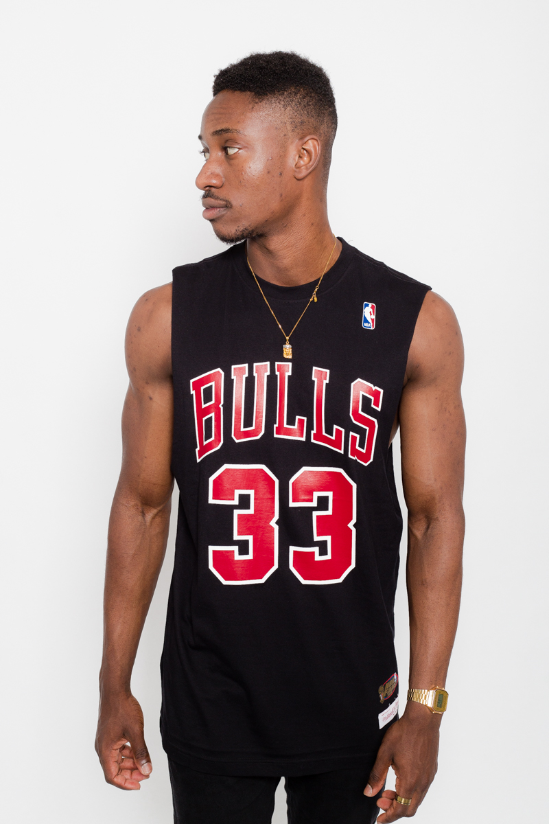 Scottie Pippen Name and Number Muscle Tee- Mens Black | Stateside Sports