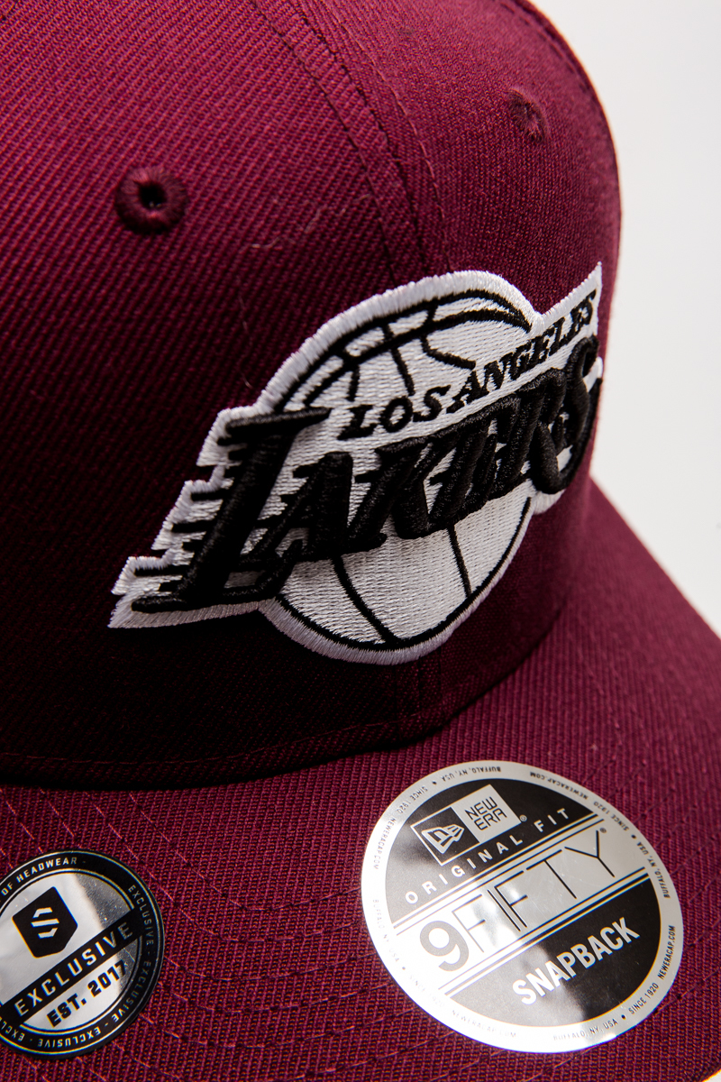 burgundy lakers hat