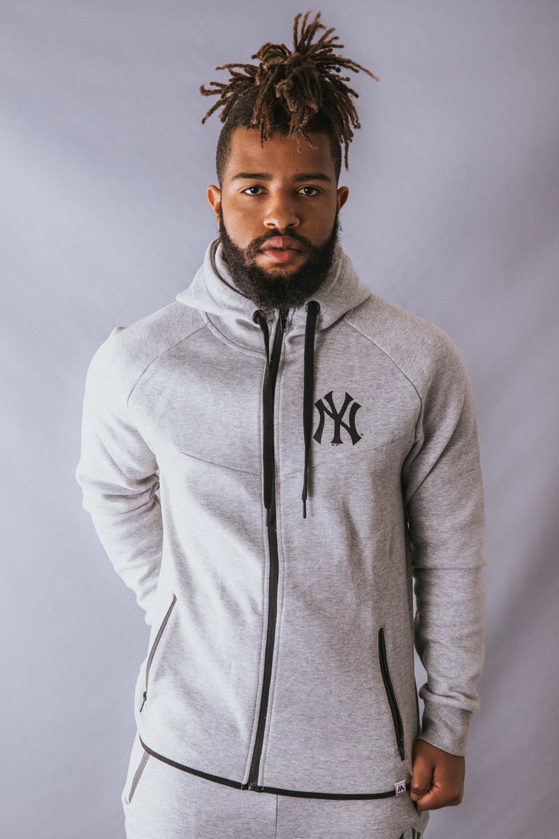 NEW YORK YANKEES AIRLAYER ZIP HOODIE - GREY MARLE MENS | Stateside Sports