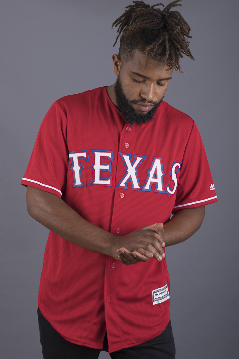 Men's Majestic Red Texas Rangers Official Cool Base Jersey
