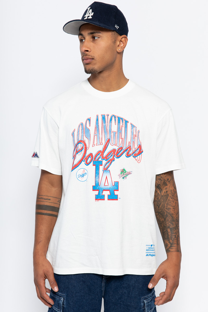 47 Brand MLB LA Dodgers T-Shirt In White With Script Logo Print for Men