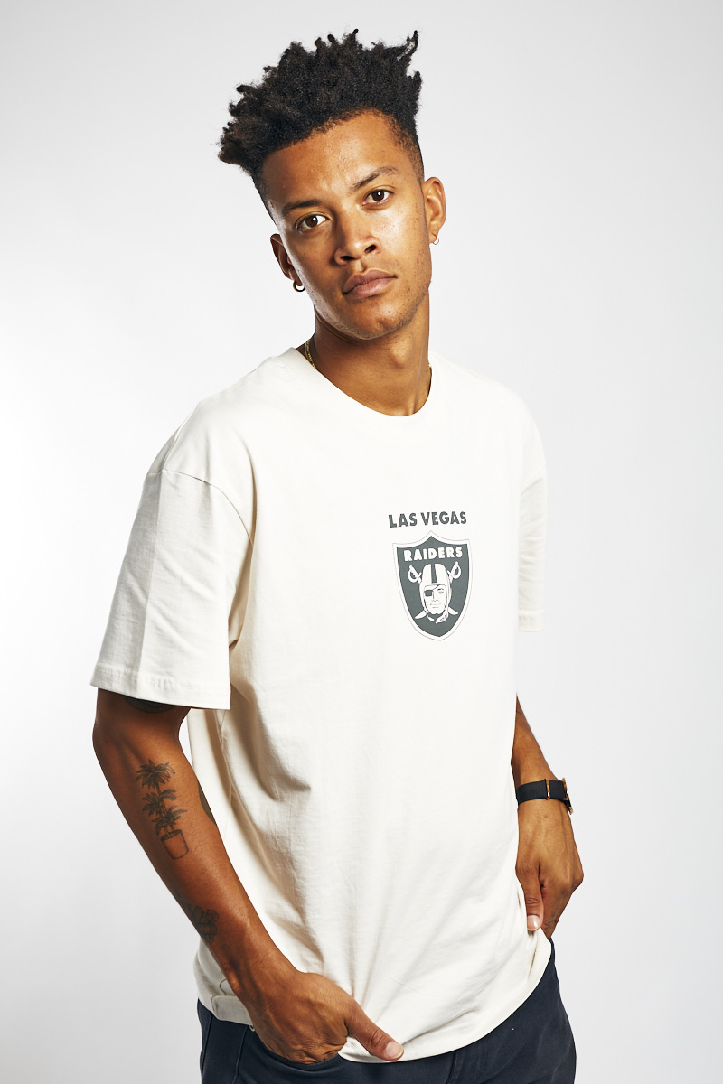 Raiders Contrast Stack Logo Tee in White | Stateside Sports