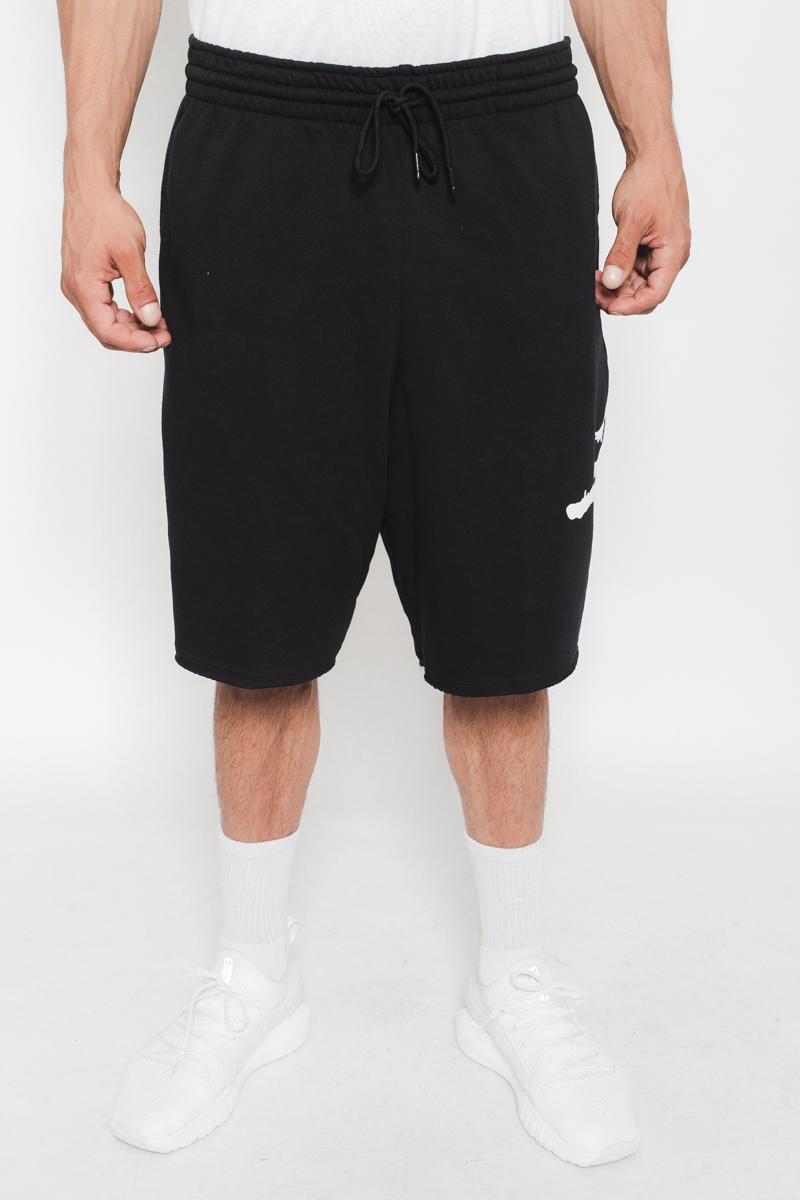 Jumpman Logo Fleece Shorts- Mens Black/White | Stateside Sports