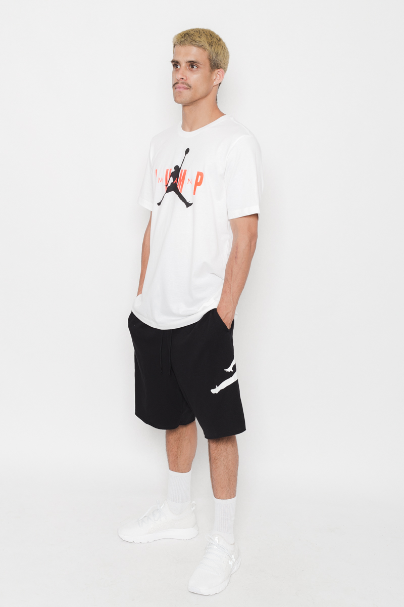 Jumpman Logo Fleece Shorts- Mens Black/White | Stateside Sports