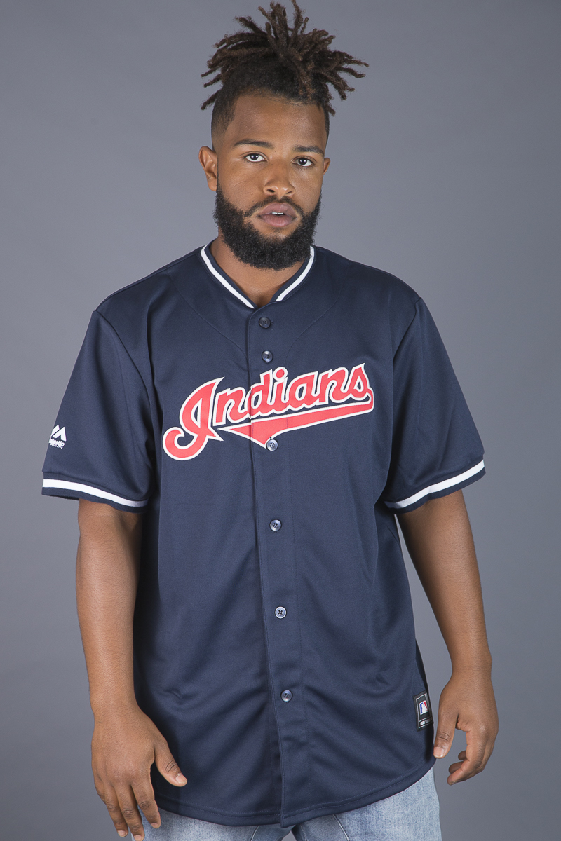 CLEVELAND INDIANS MLB REPLICA JERSEY - NAVY MENS