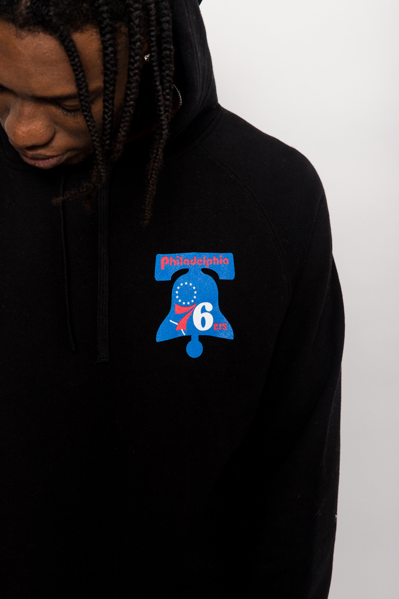 PHILADELPHIA 76ERS WORDMARK HOODIE- MENS BLACK | Stateside Sports