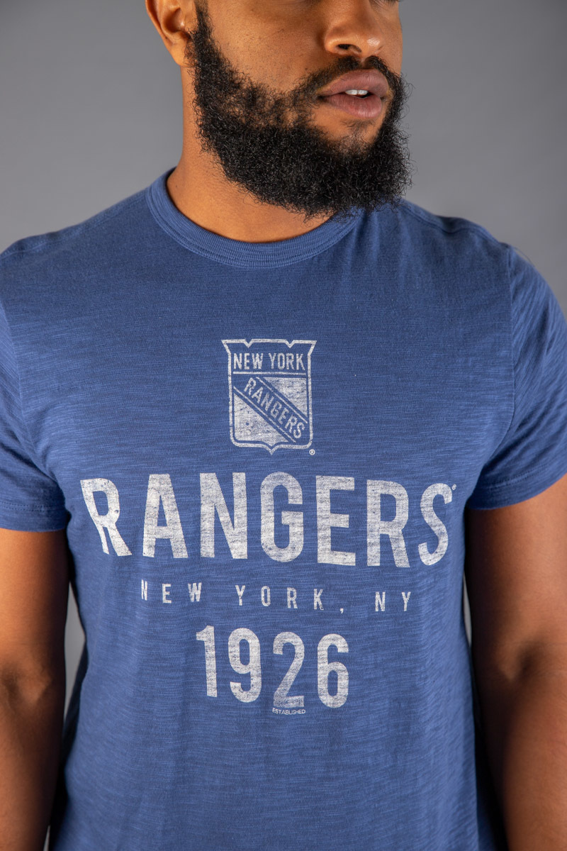 47 Brand New York Rangers Womens Blue Scrum V-Neck Cotton T-Shirt