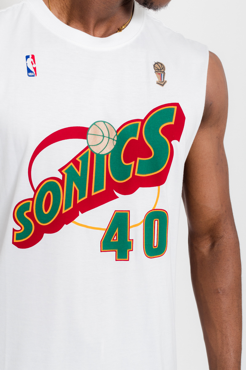Shawn Kemp Name and Number Muscle Tee Mens White Stateside Sports