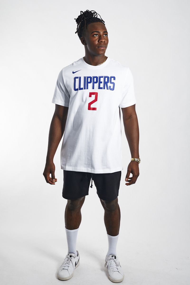 Men's LA Clippers Kawhi Leonard Nike White Hardwood Classic Name & Number  T-Shirt