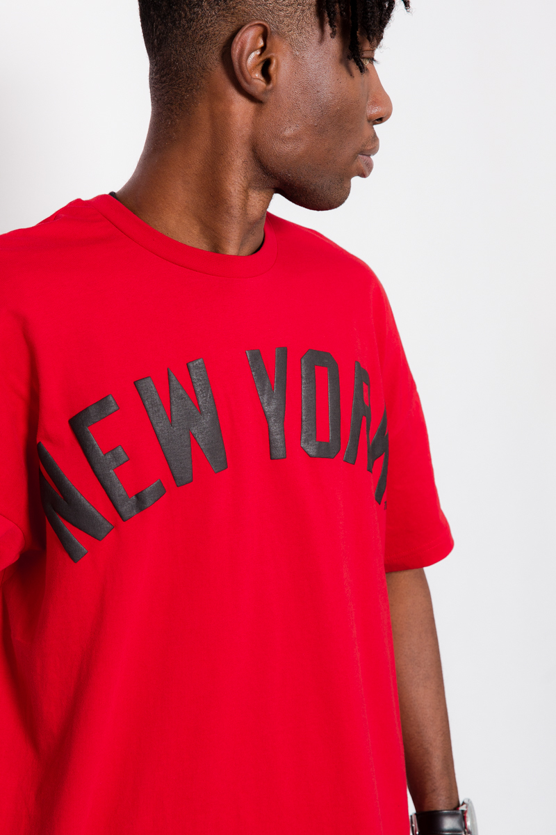 NEW YORK YANKEES MAJESTIC RANSTEAD OVERSIZED T-SHIRT- MENS RED