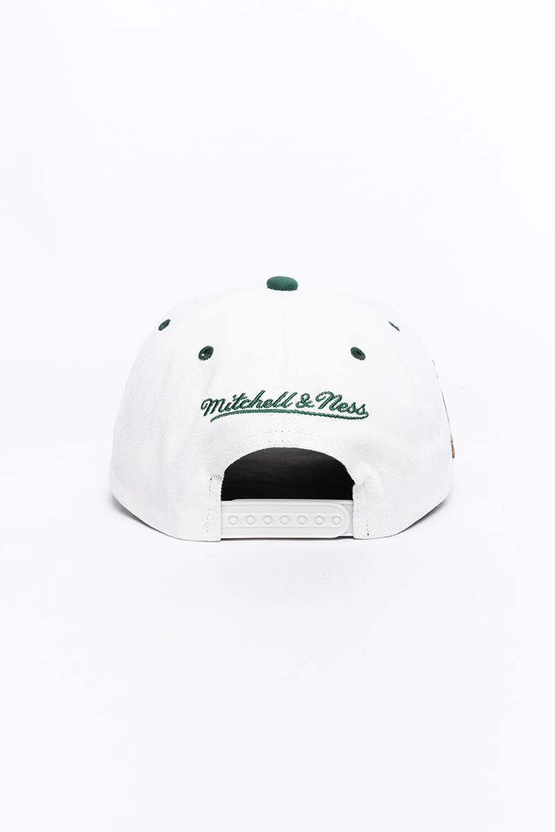 Mitchell & Ness Seattle Supersonics Off White Trucker Snapback Hat Green