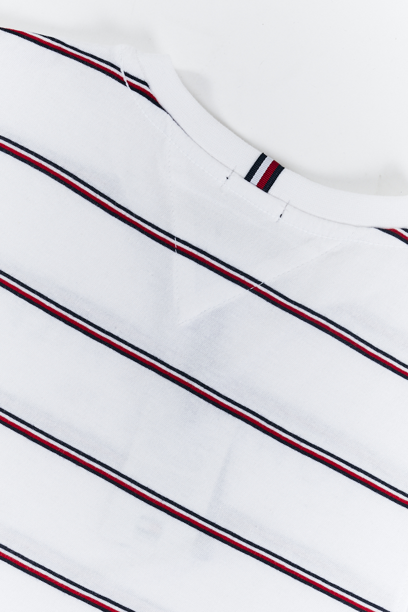 Tommy Hilfiger Essential Stripe Organic Cotton Tee in White - Youth ...