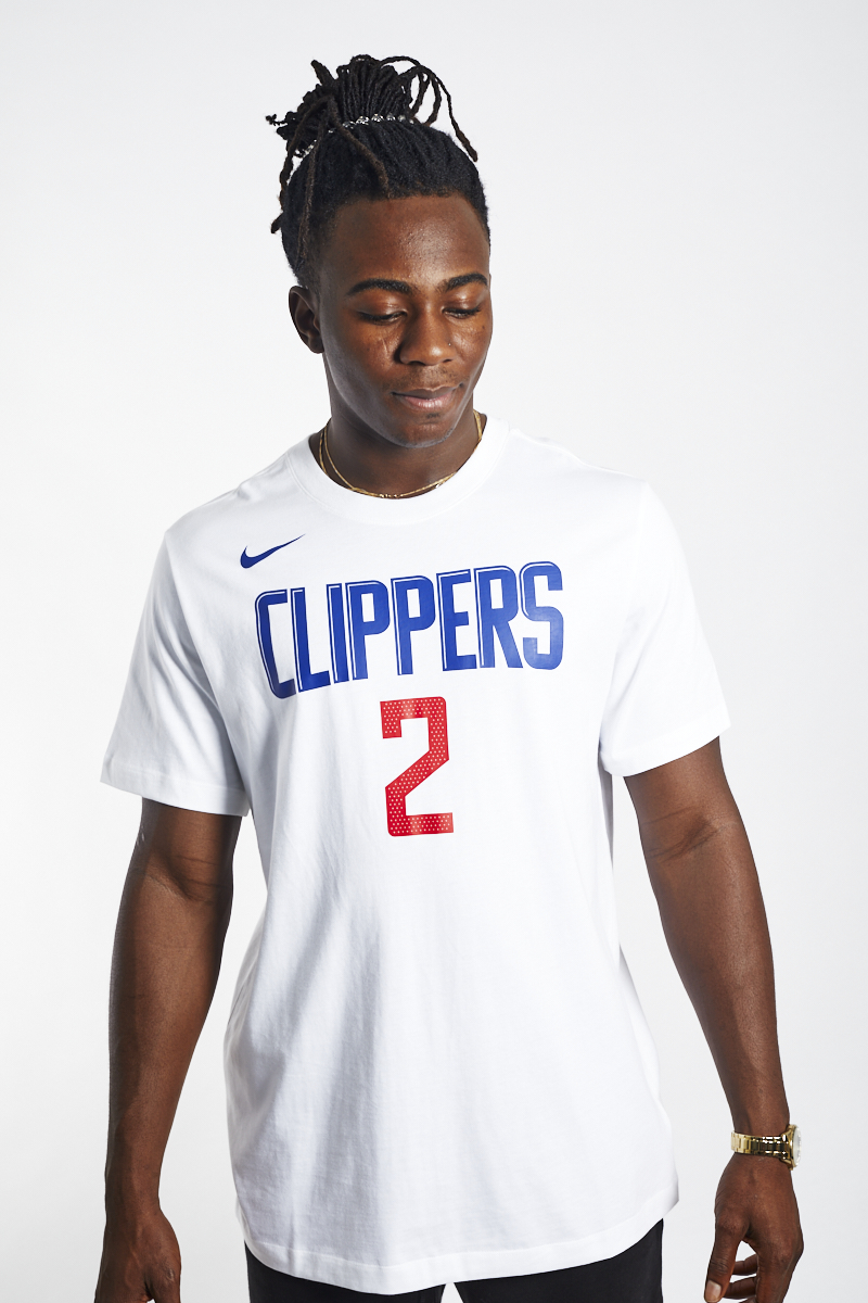 Men's LA Clippers Kawhi Leonard Nike White Hardwood Classic Name & Number T- Shirt