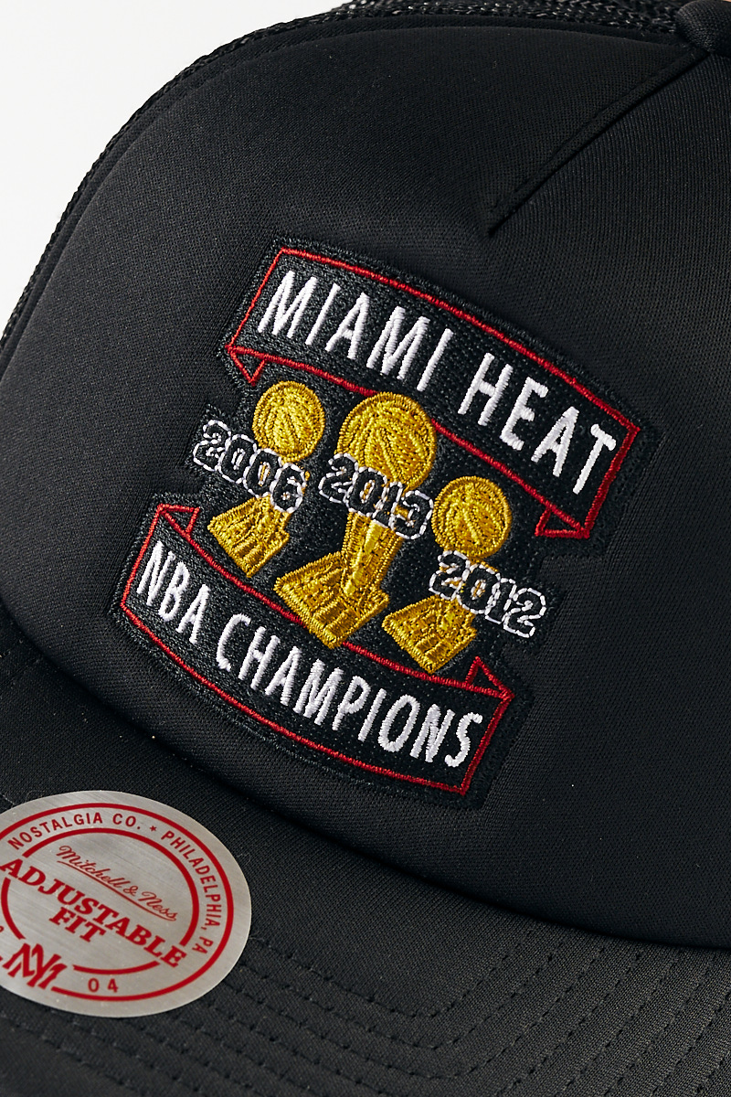 New Era 9FIFTY Miami Heat Foam Trucker Snapback Hat Black