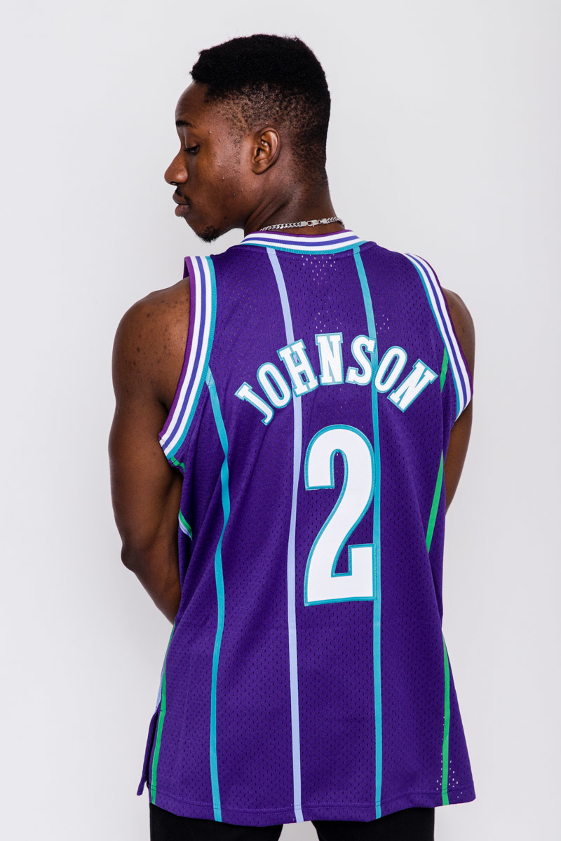 Larry Johnson Charlotte Hornets Mitchell & Ness Hardwood Classics Swingman  Jersey - Purple