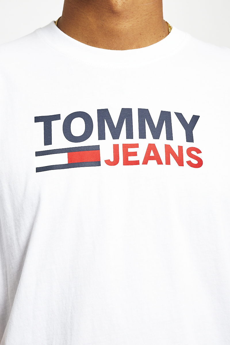 Tommy Jeans Corporate Logo Tee in White | Stateside Sports