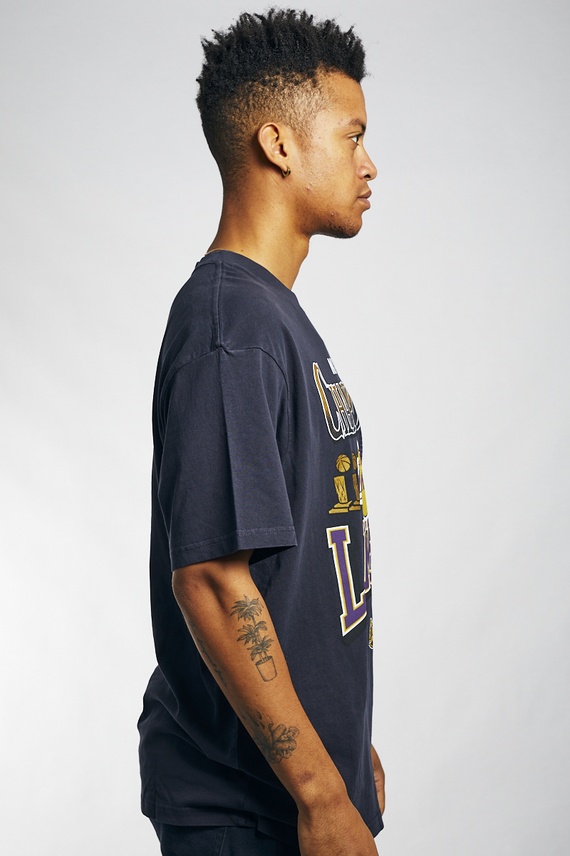 Los Angeles Lakers Vintage World Champs Series Tee - Faded Black - Moon  Best Print