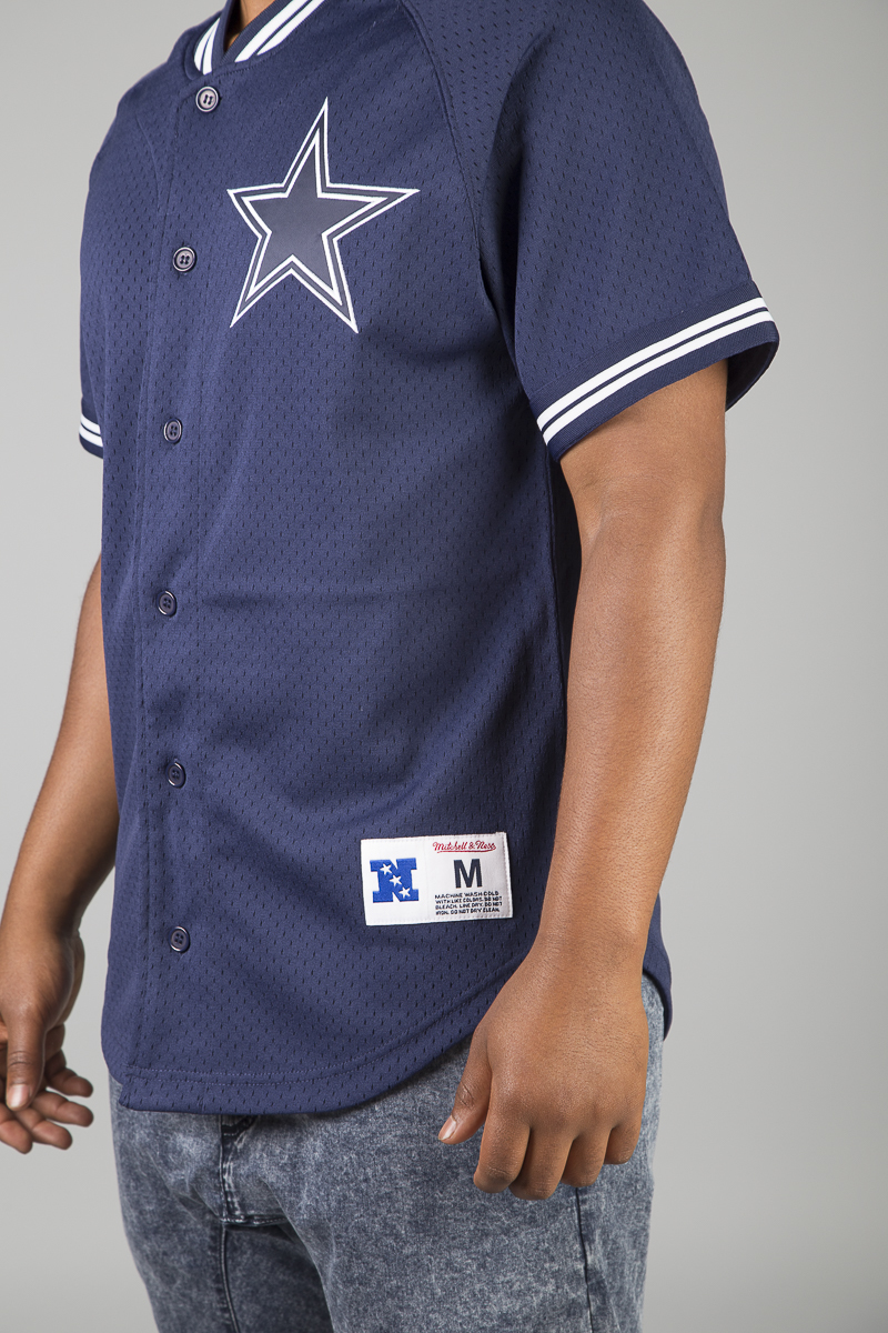 Dallas Cowboys Mitchell & Ness Winning Team Mesh Button-Up Shirt - Navy