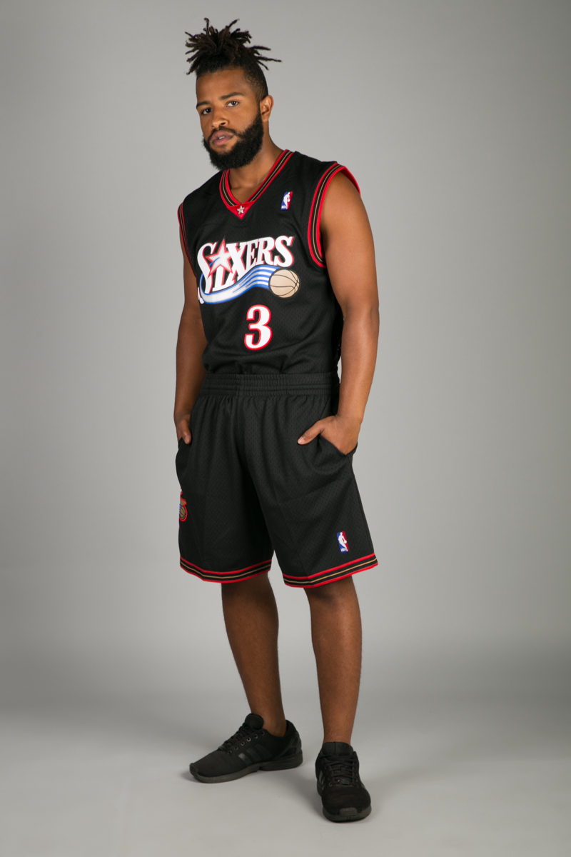 black sixers shorts