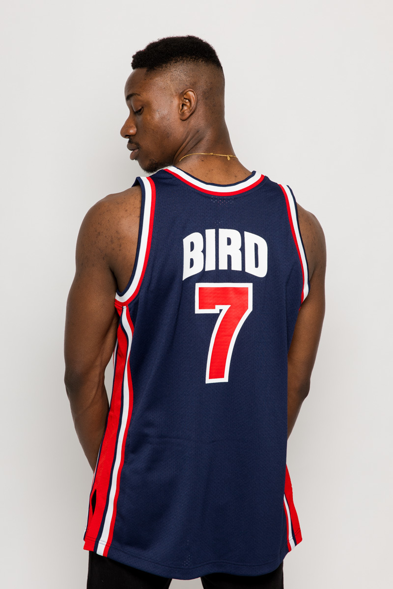 LARRY BIRD MITCHELL AND NESS 1992 'DREAM TEAM' USA BASKETBALL AUTHENTIC  HARDWOOD CLASSIC JERSEY- MENS NAVY