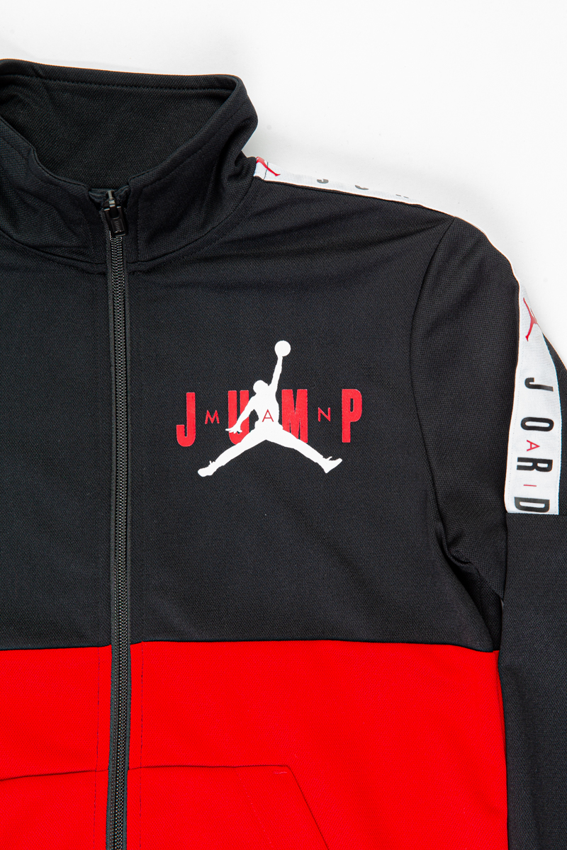 Jumpman Sideline Tricot Jacket- Youth Black/Red | Stateside Sports