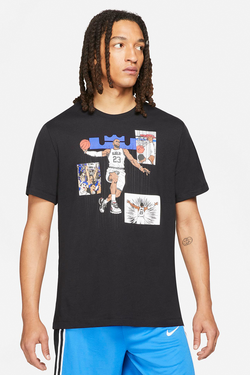 LeBron James Cartoon Logo NBA T-Shirt in Black | Stateside Sports