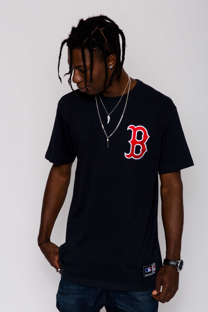 BOSTON RED SOX PACES T-SHIRT- MENS NAVY BLUE