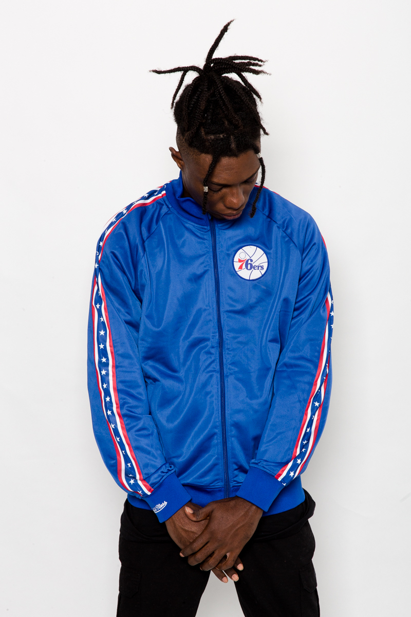 PHILADELPHIA 76ERS MITCHELL AND NESS NBA TRACK JACKET MENS ROYAL BLUE Stateside Sports