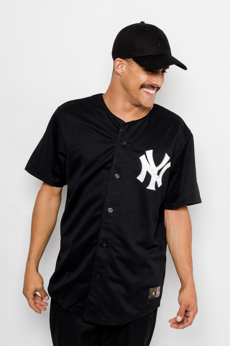 Replica Mono Baseball Jersey- Mens Black/Silver