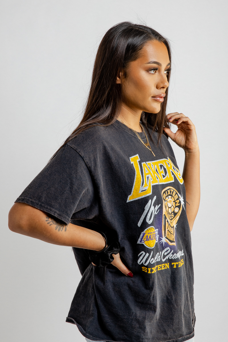 Lakers Vintage Bling Ring T-shirt- Mens Black