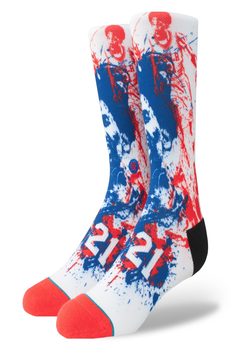 PHILADELPHIA 76ERS NBA FUTURE LEGENDS JOEL EMBIID SPLATTER CREW SOCK - MULTI