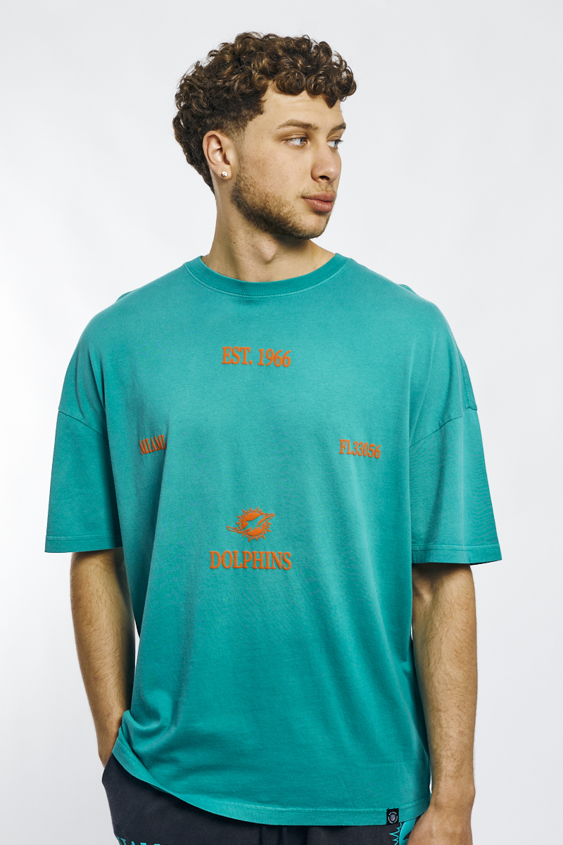 Men's Miami Dolphins Mitchell & Ness Aqua NFL 100 Team Inspired Long Sleeve  V-Neck T