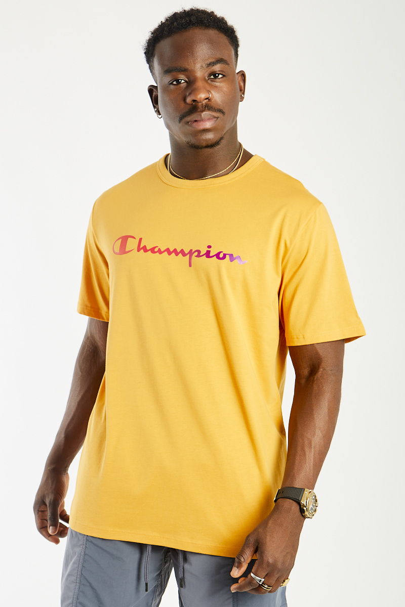 Champion Ombre Script Short Sleeve Tee in Yellow | Stateside Sports