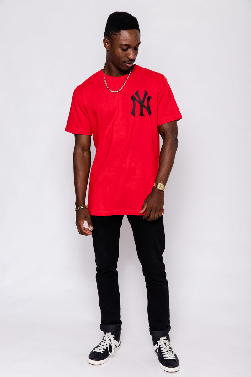 NEW YORK YANKEES MAJESTIC RANSTEAD OVERSIZED T-SHIRT- MENS RED