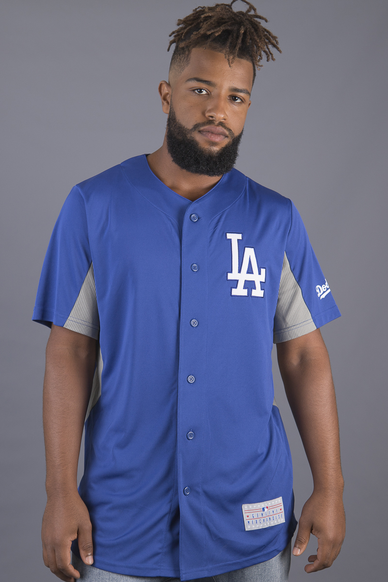 Los Angeles LA Dodgers MLB 6 Champion Blue Button Up Jersey Men