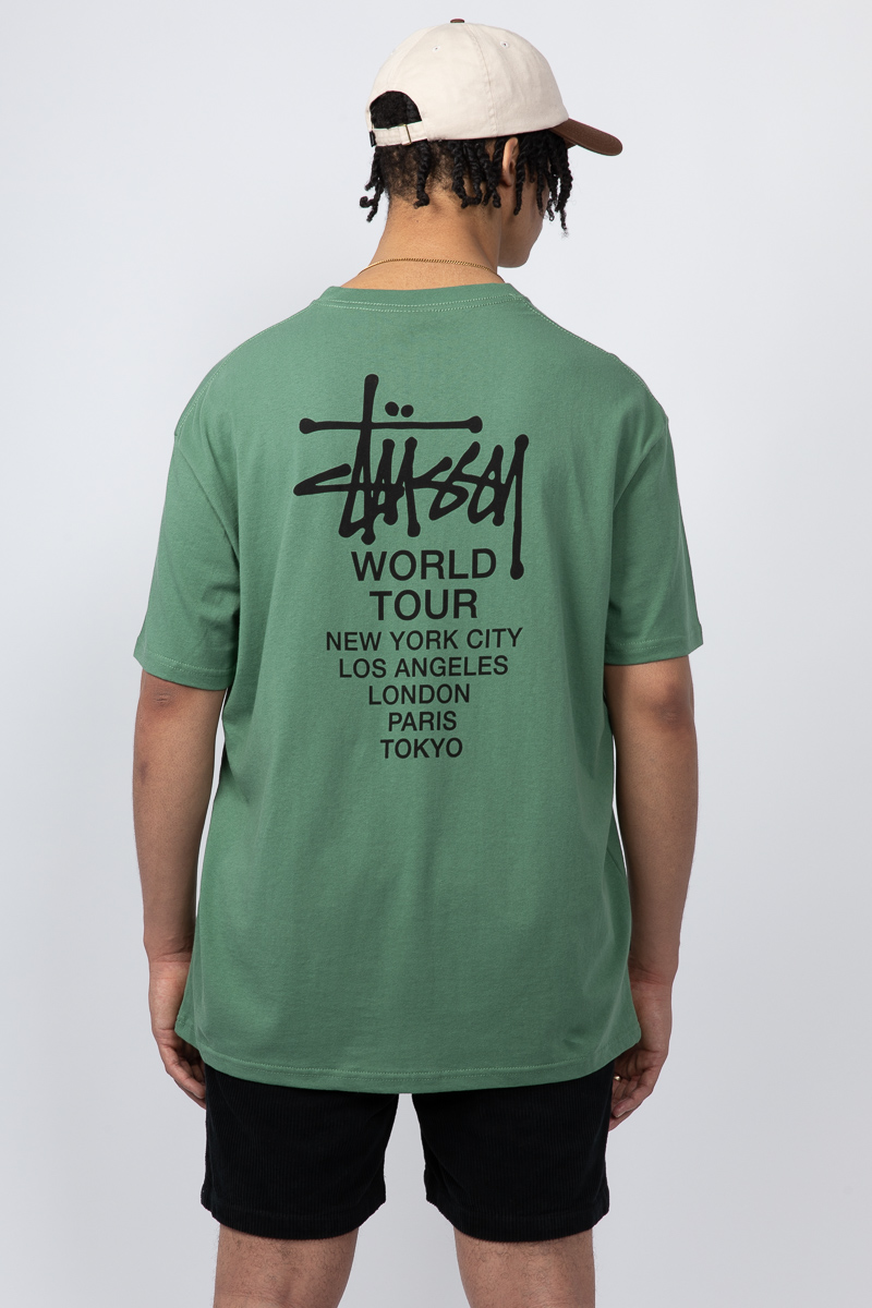 Stussy world discount tour tee green