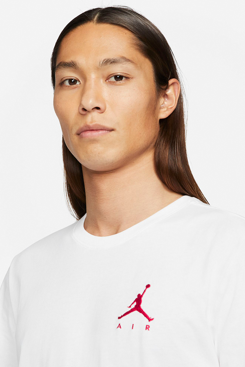 Jordan Jumpman Air Embroidered TShirt in White/Red Stateside Sports