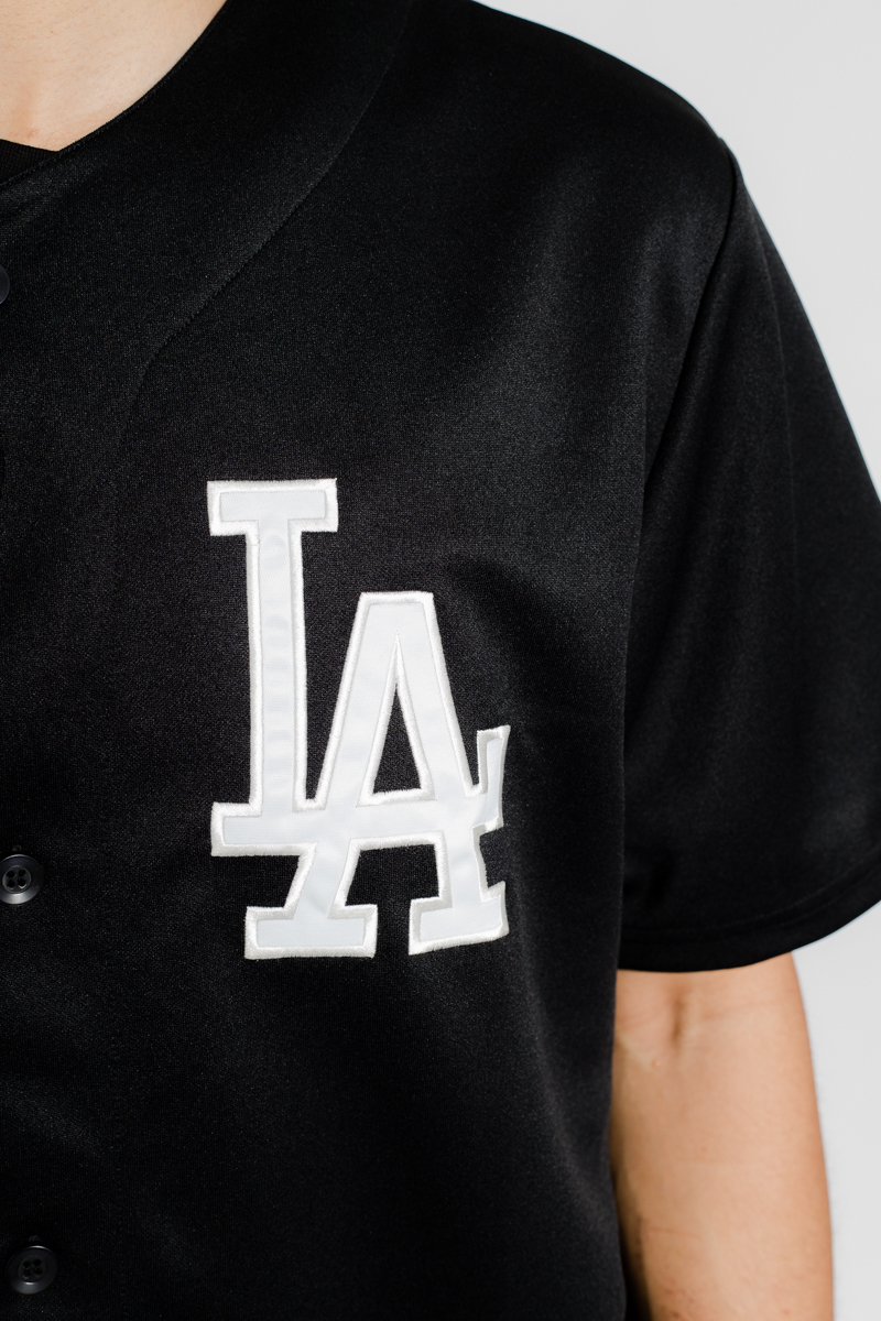 LOS ANGELES DODGERS MAJESTIC REPLICA BASEBALL JERSEY- MENS BLACK/GOLD