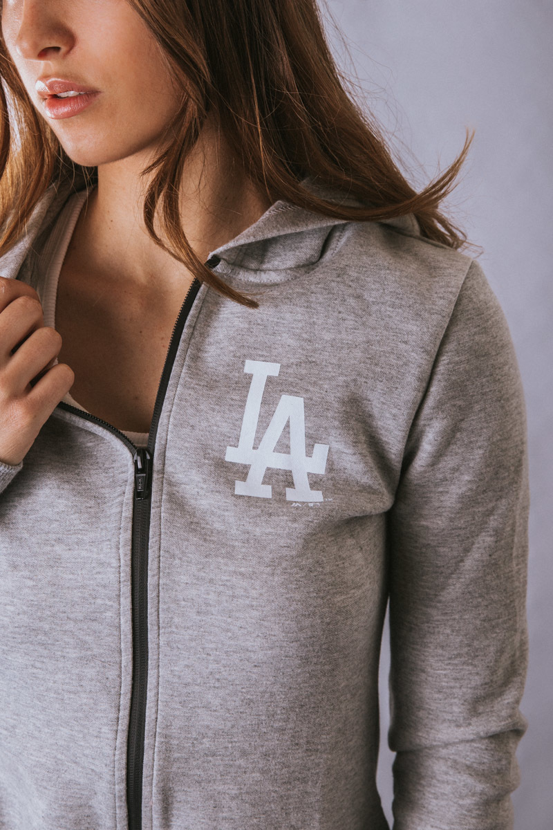 LOS ANGELES DODGERS AIRLAYER ZIP HOODIE GREY MARLE WOMENS Stateside Sports