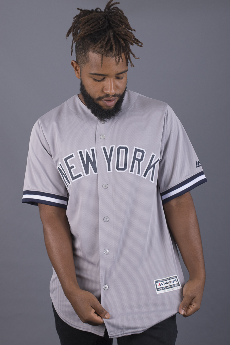 New York Yankees MLB Majestic Mesh Button Up Green Baseball Jersey