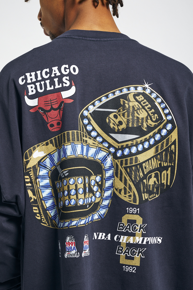 Chicago Bulls Champ History Vintage Tee - Faded Black - Throwback