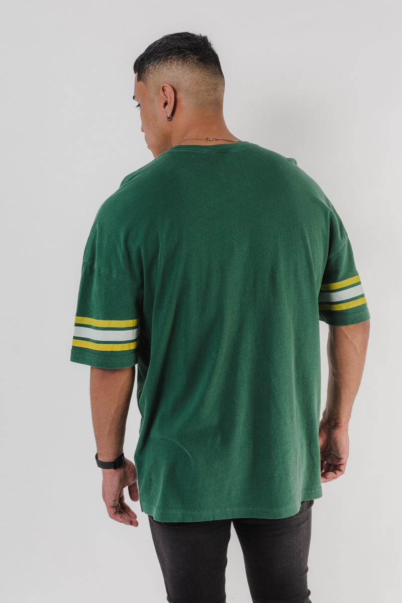 GREEN BAY PACKERS STRIPE SLEEVE GREEN OVERSIZED T-SHIRT