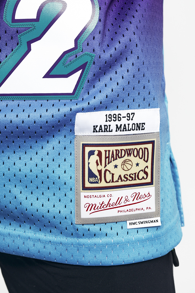 Men's Mitchell & Ness Karl Malone Blue Utah Jazz 1996-97 Hardwood Classics Reload Swingman Jersey