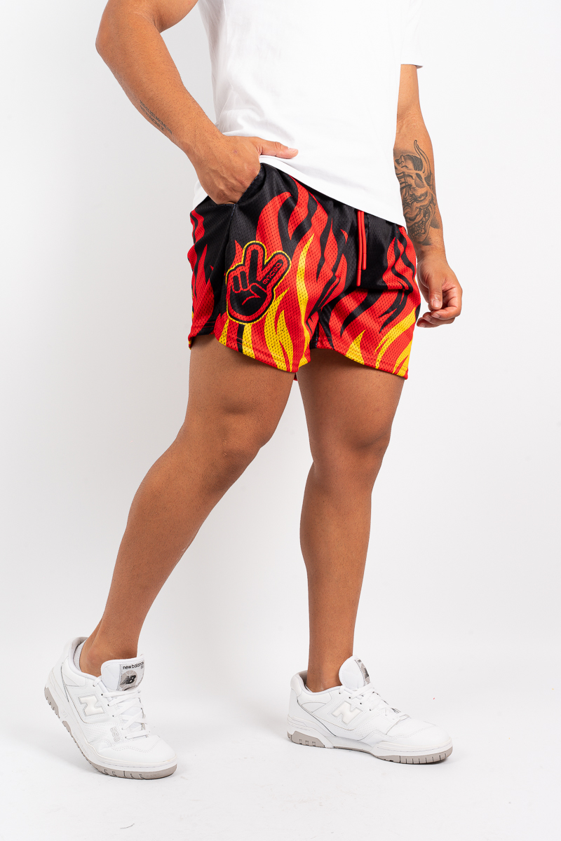 DEUCE MESH SHORTS | FIRE FLAMES