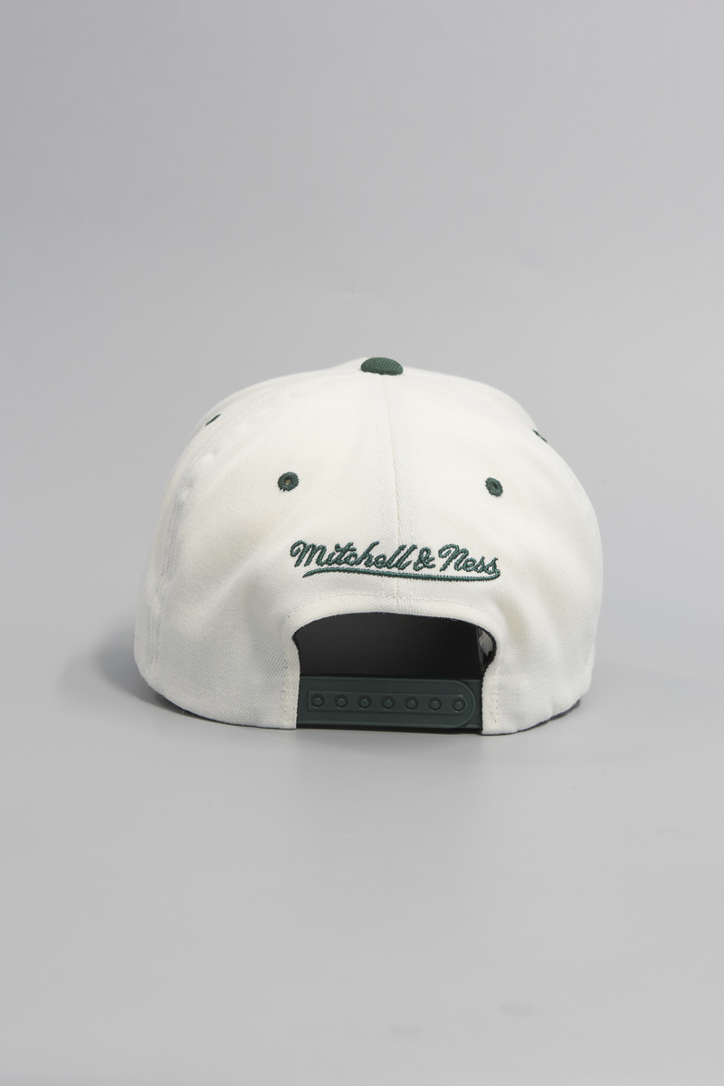 GREEN BAY PACKERS OFF WHITE CLASSIC SCRIPT PINCH SNAPBACK- GREEN