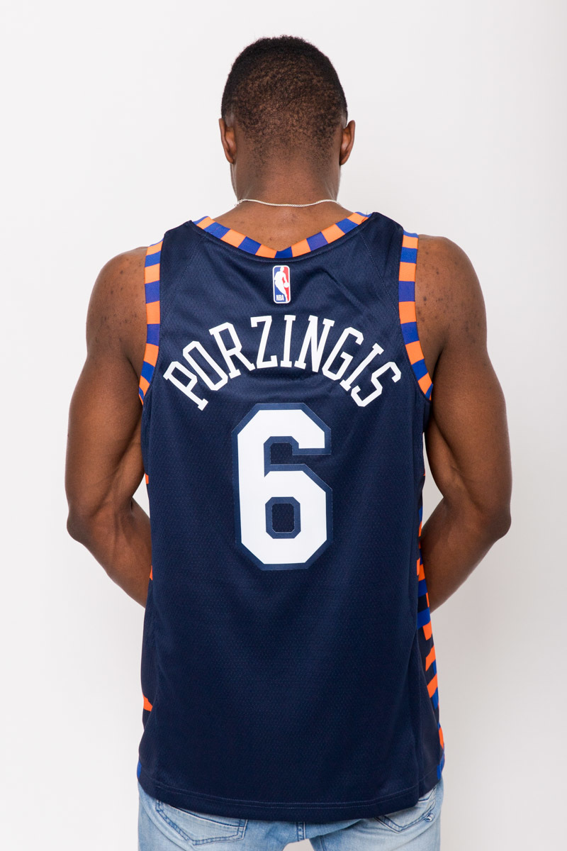 Kristaps Porzingis New York Knicks Nike City Edition Swingman Jersey - Navy